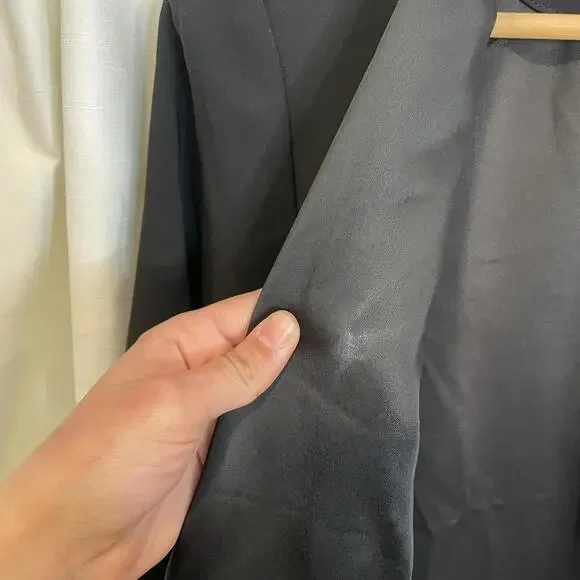 Amanda Uprichard black blazer with satin lapel and pockets. Size M - Picture 6 of 7